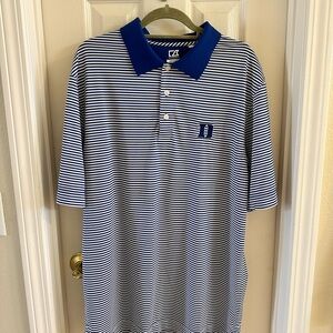 Cutter & Buck Blue and White Striped Polo